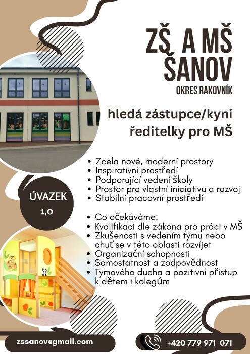 Hledáme zástupce/ kyni pro MŠ